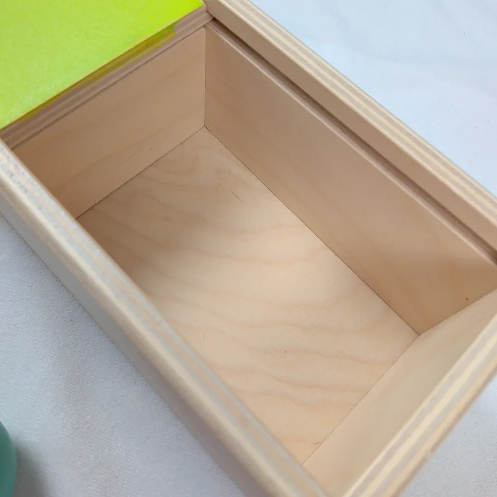 Lovevery Wooden Object Permanence Box with Teal Ball Montessori Toy Thinker Kit